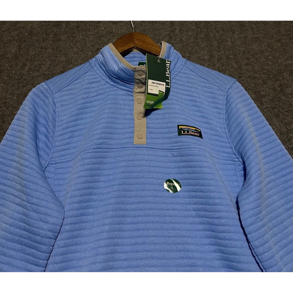 L.L. Bean airlight knit pullover snap womens blue Large new